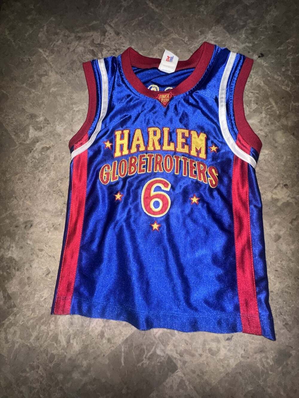 Harlem Globetrotters T-Time #6 Basketball Jersey Blue Red Size Y10 S